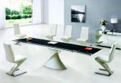 Dakota Dining Table Black+Clear with Cream GCH-632 chairs 