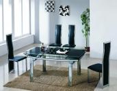 Delta Ext table Black glass with GCH-650 chairs in Black 