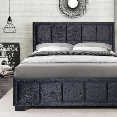 Hannover Fabric Bed - Black Crushed Velvet