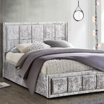 Hannover Fabric Ottoman Bed - Steel Crushed