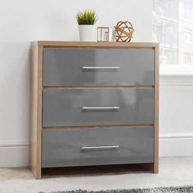 Seville Three Drawer Chest Grey