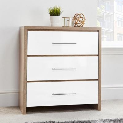 Seville Three Drawer Chest White